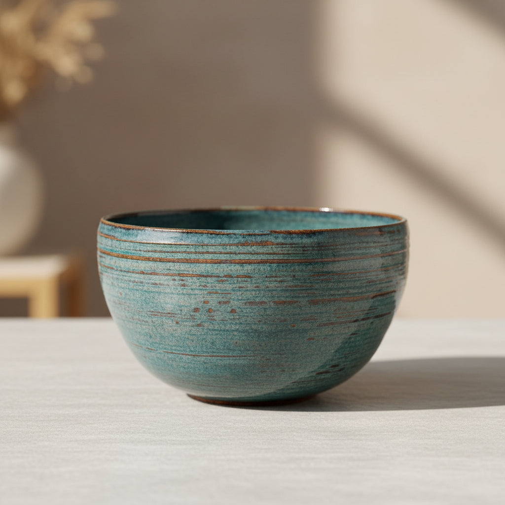 Hand-Thrown Coastal Blue Ceramic Bowl