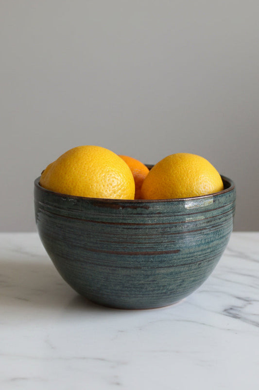 Hand-Thrown Coastal Blue Ceramic Bowl