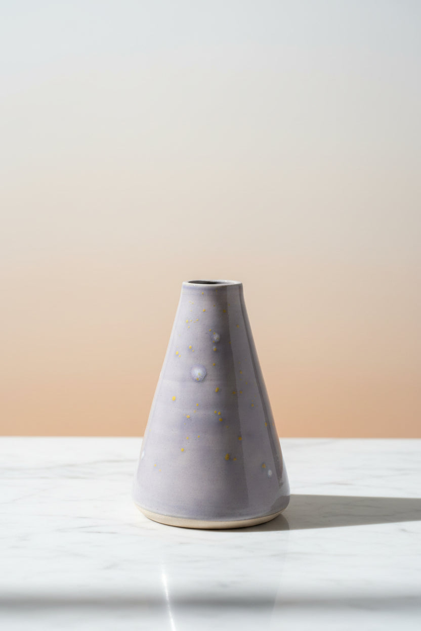Hand-Thrown Lilac Bud Vase with Golden Speckle Glaze