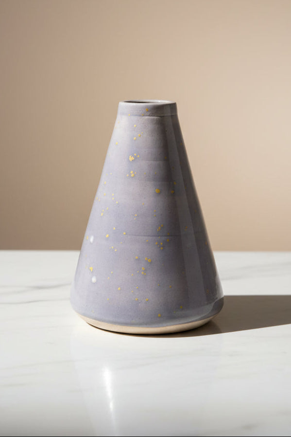 Hand-Thrown Lilac Bud Vase with Golden Speckle Glaze